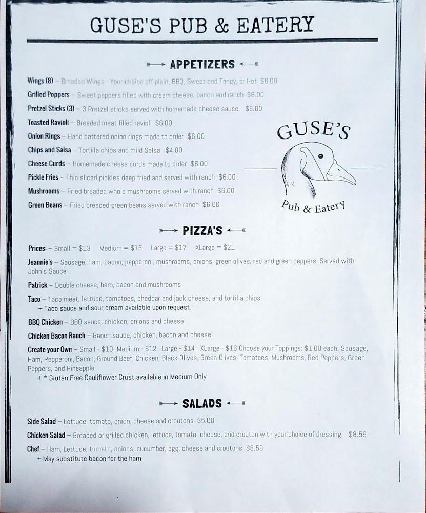 Guse's Pub and Eatery Menu image 2