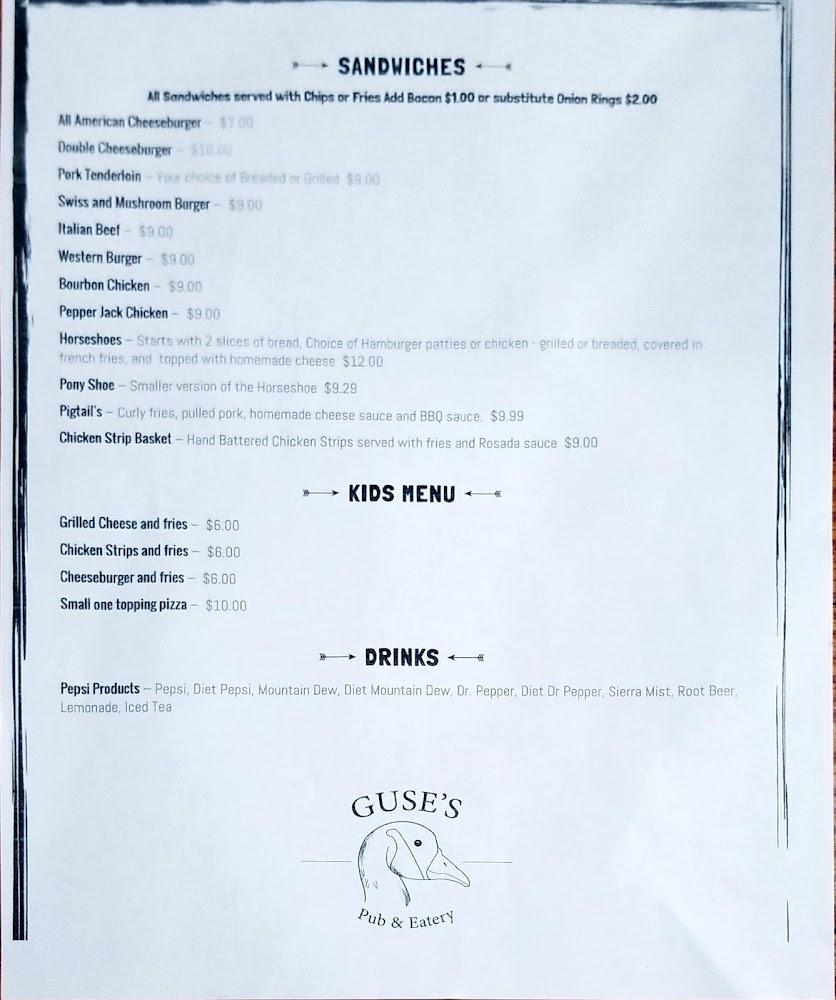 Guse's Pub and Eatery Menu image 3